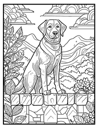 Labrador Retriever Coloring Page 8 With Border