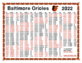 Mountain Times 2022 Baltimore Orioles Printable Schedule