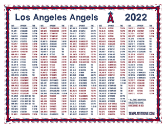 Mountain Times 2022 Los Angeles Angels Printable Schedule
