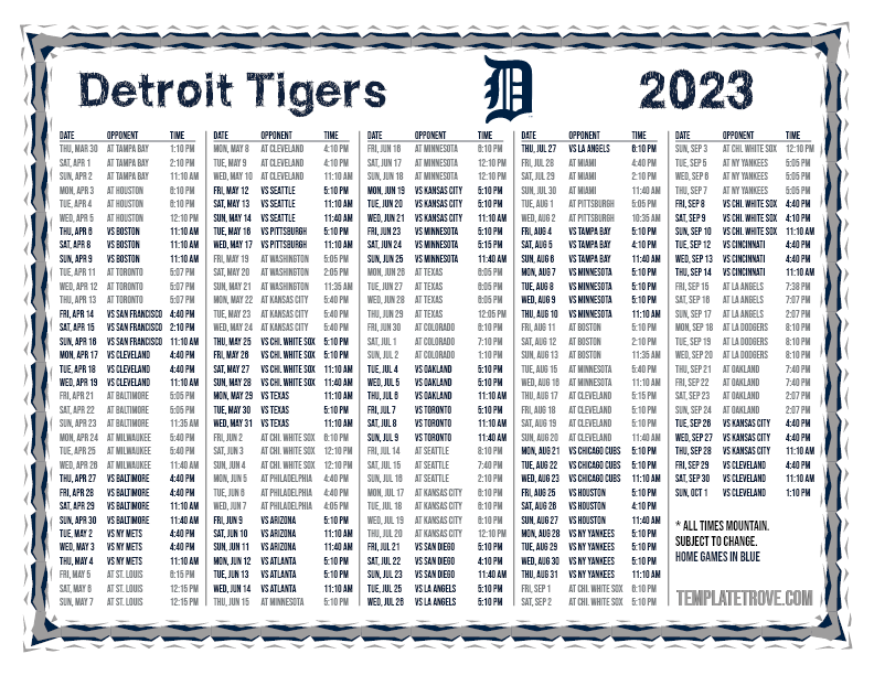 Detroit Tigers 2024 Schedule Pdf Kaela Maridel