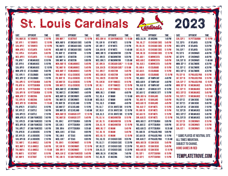 St. Louis Cardinals release 2023 schedule