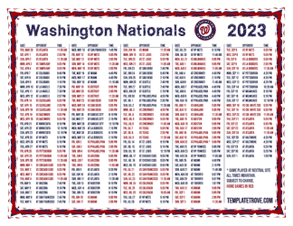 Mountain Times 2023 Washington Nationals Printable Schedule