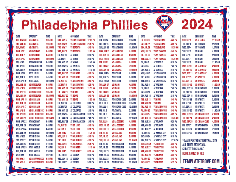 Phillies Schedule 2024 Printable Pdf Pdf Aviva Caritta