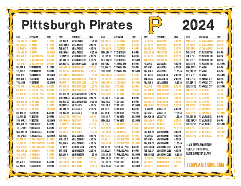 Pittsburgh Pirates Schedule 2024 2024 Manya Andriana