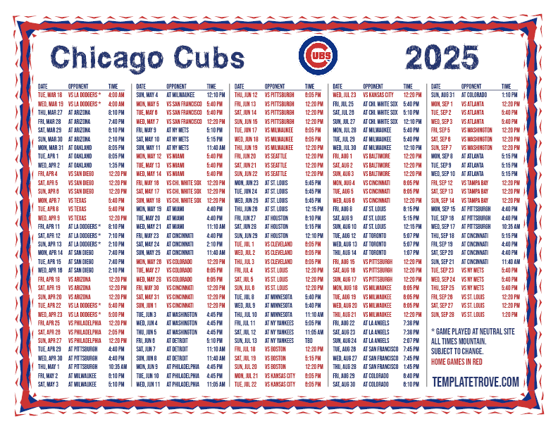 Cubs Schedule July 2025