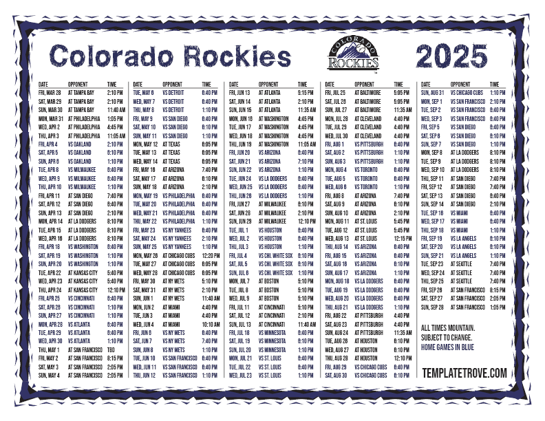 Rockies Games 2025