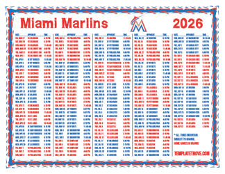 Mountain Times 2026
 Miami Marlins Printable Schedule