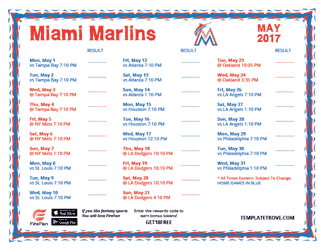 May 2017 Miami Marlins Printable Schedule