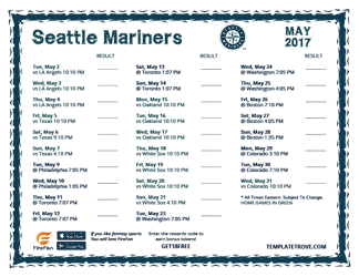 May 2017 Seattle Mariners Printable Schedule