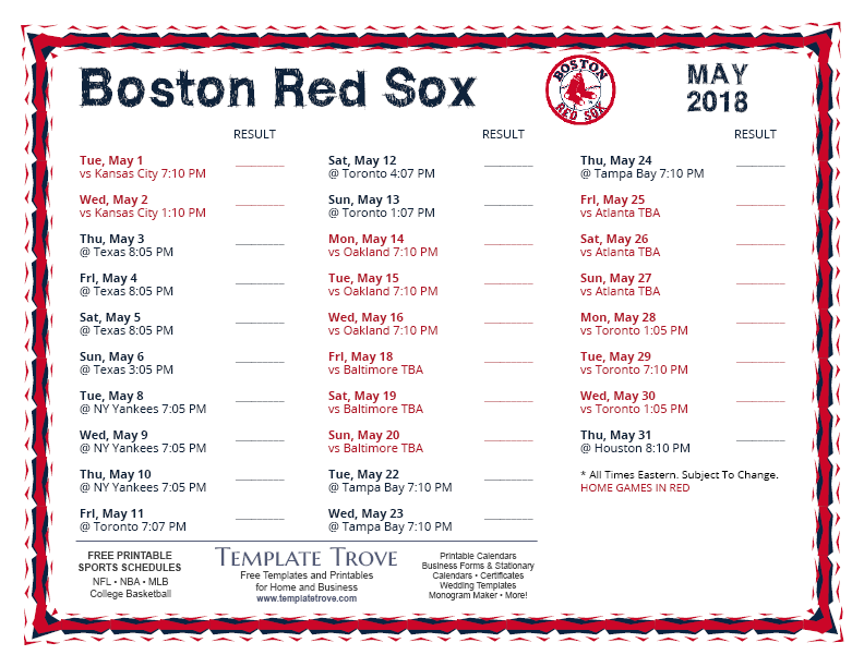 red sox schedule regular season