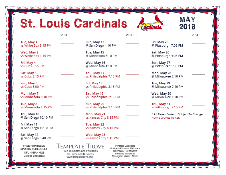 St Louis Cardinals Schedule Printable | NAR Media Kit