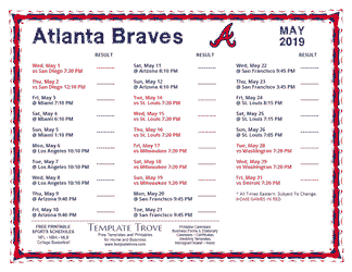 May 2019 Atlanta Braves Printable Schedule
