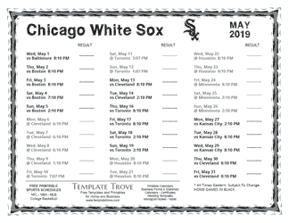 May 2019 Chicago White Sox Printable Schedule