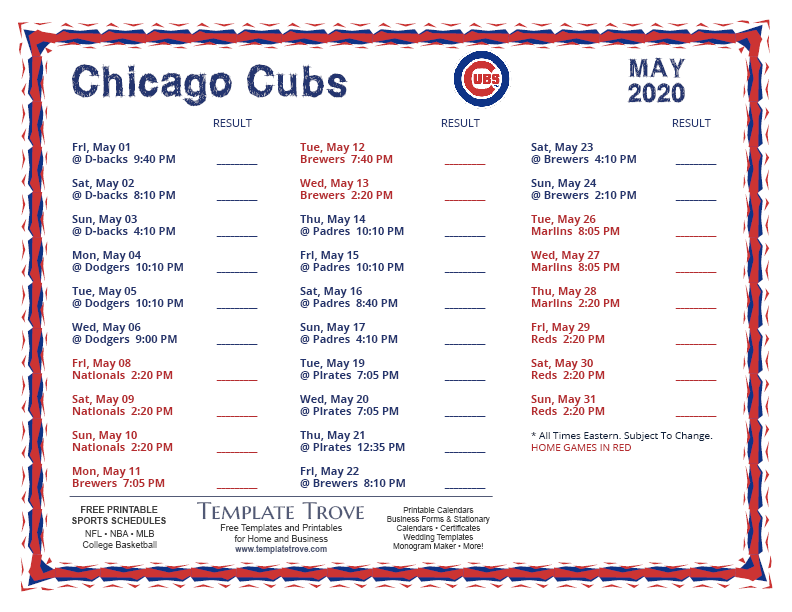 Chicago Cubs Schedule 2022 Pdf