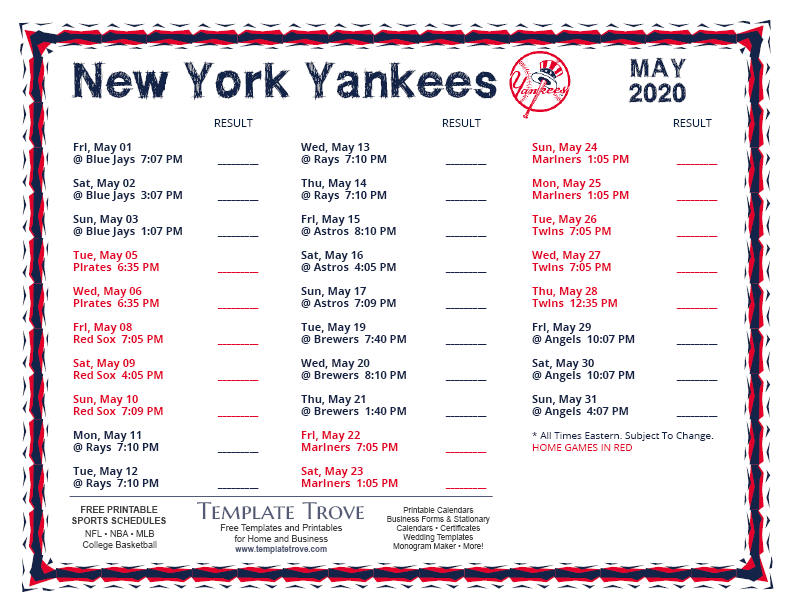 2022 Ny Yankee Schedule