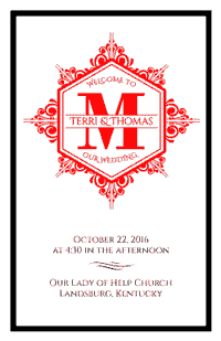 Monogram Wedding Program Cover 1 - 1 Color