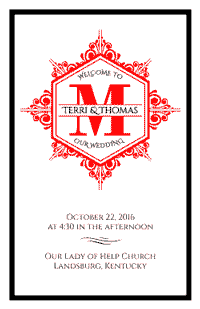 Monogram Wedding Program Cover 1 - 2 Color