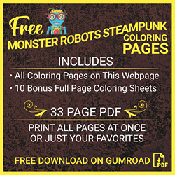 Monster Robots Steampunk Coloring Pages for Adults