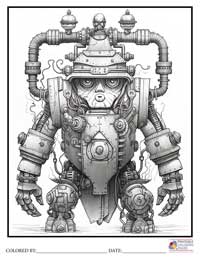 Monster Robots Steampunk Coloring Pages for Adults and Teens