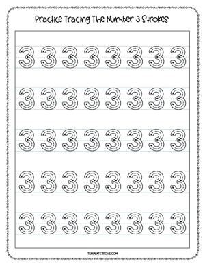 Number Tracing Worksheet #1-3A