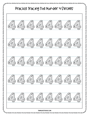 Number Tracing Worksheet #1-4A
