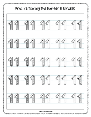 Number Tracing Worksheet #3-3A