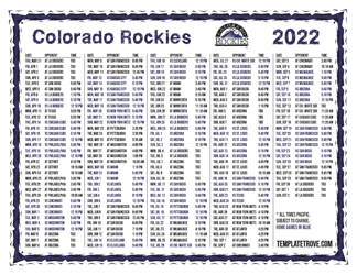 Pacific Times 2022 Colorado Rockies Printable Schedule