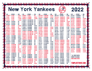 Pacific Times 2022 New York Yankees Printable Schedule