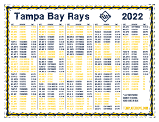 Pacific Times 2022 Tampa Bay Rays Printable Schedule