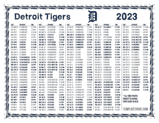 Pacific Times 2023 Detroit Tigers Printable Schedule