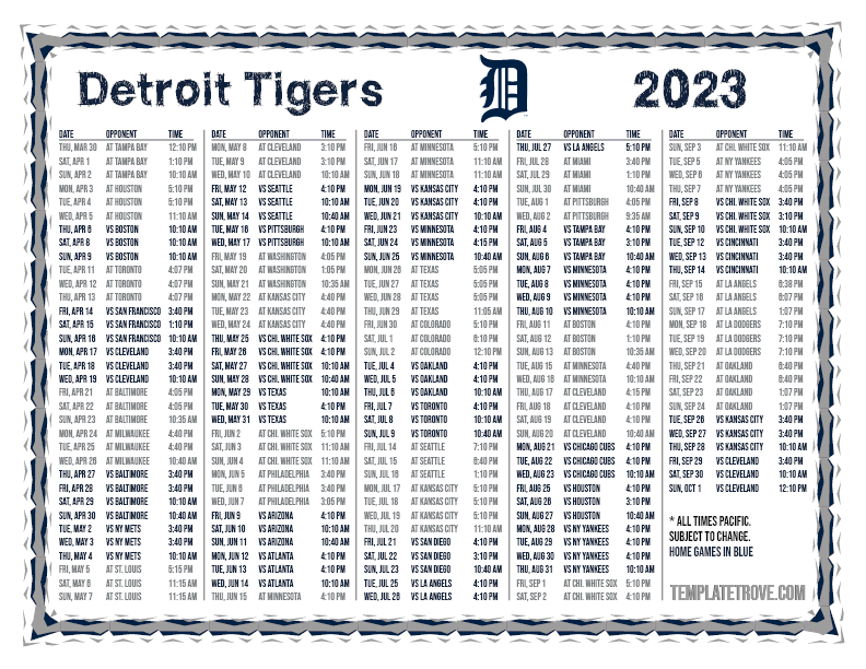 Printable 2023 Detroit Tigers Schedule