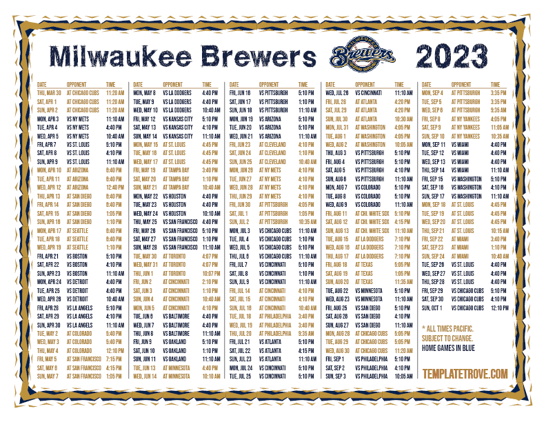 Brewers 2024 Season Schedule Printable Pdf Willa Julianne