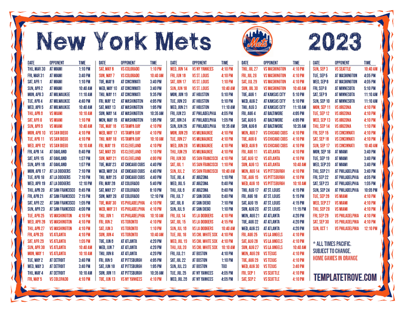 Ny Mets 2023 Printable Schedule Minimalist Blank Printable