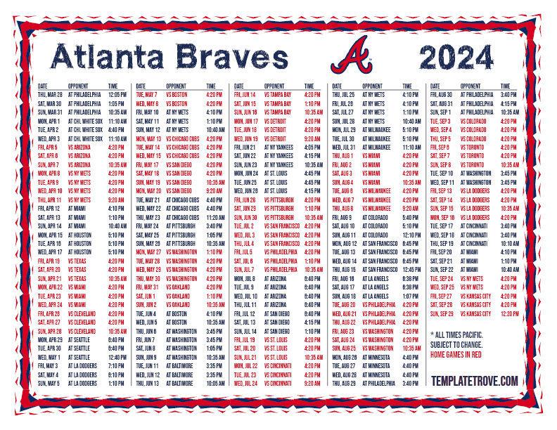 PT 2024 Atlanta Braves Printable Schedule PNG 