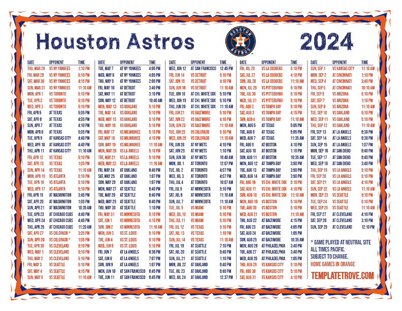 Astros Baseball Schedule 2024 Nert Tawnya