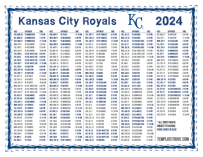 PT 2024 Kansas City Royals Printable Schedule PNG 
