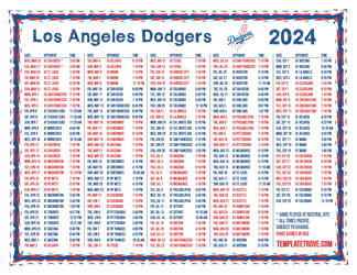 Pacific Times 2024
 Los Angeles Dodgers Printable Schedule