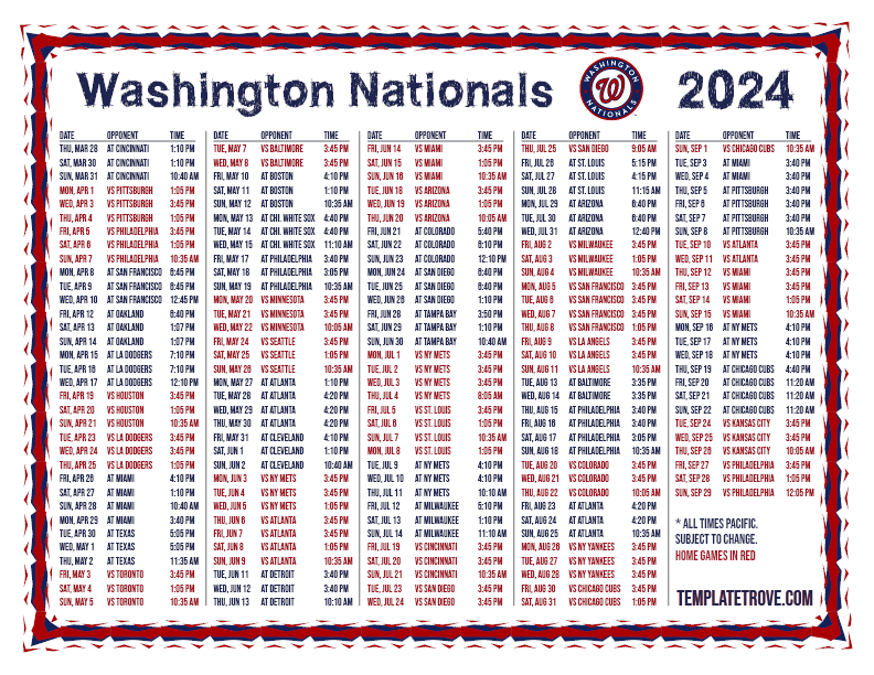 PT 2024 Washington Nationals Printable Schedule PNG 