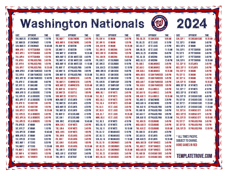 Washington Nationals 2024 Schedule Karna Evelina