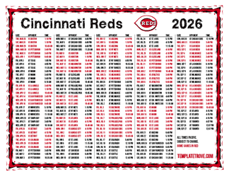 Pacific Times 2026
 Cincinnati Reds Printable Schedule