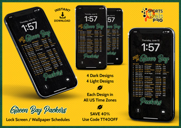 2023-24 Green Bay Packers Lock Screen Wallpaper Schedules