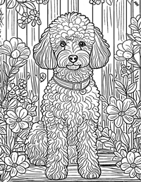 Poodle Coloring Page 11 - Full Page