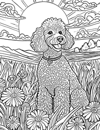 Poodle Coloring Page 2 - Full Page