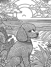 Poodle Coloring Page 3 - Full Page