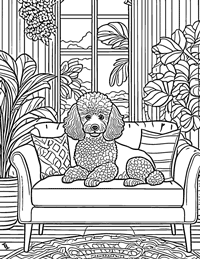Poodle Coloring Page 4 - Full Page