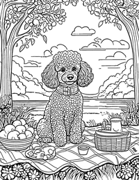 Poodle Coloring Page 5 - Full Page