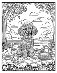 Poodle Coloring Page 5 With Border