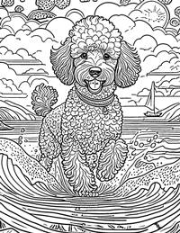 Poodle Coloring Page 6 - Full Page