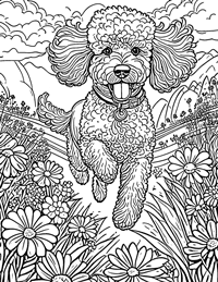 Poodle Coloring Page 8 - Full Page