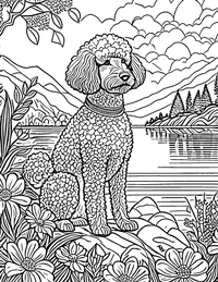 Poodle Coloring Page 9 - Full Page